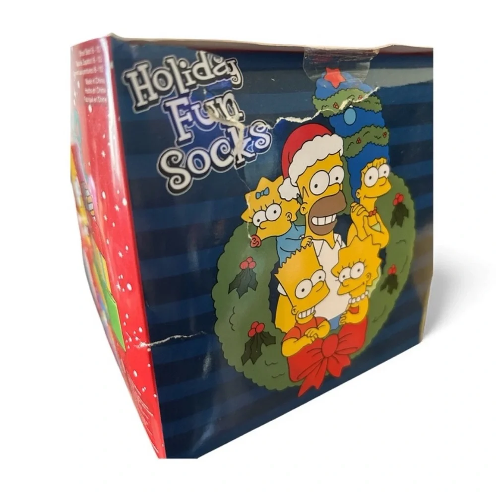 The Simpsons Holiday Fun Crew Socks Gift Box 4 Pair Men’s 6-12 NWT